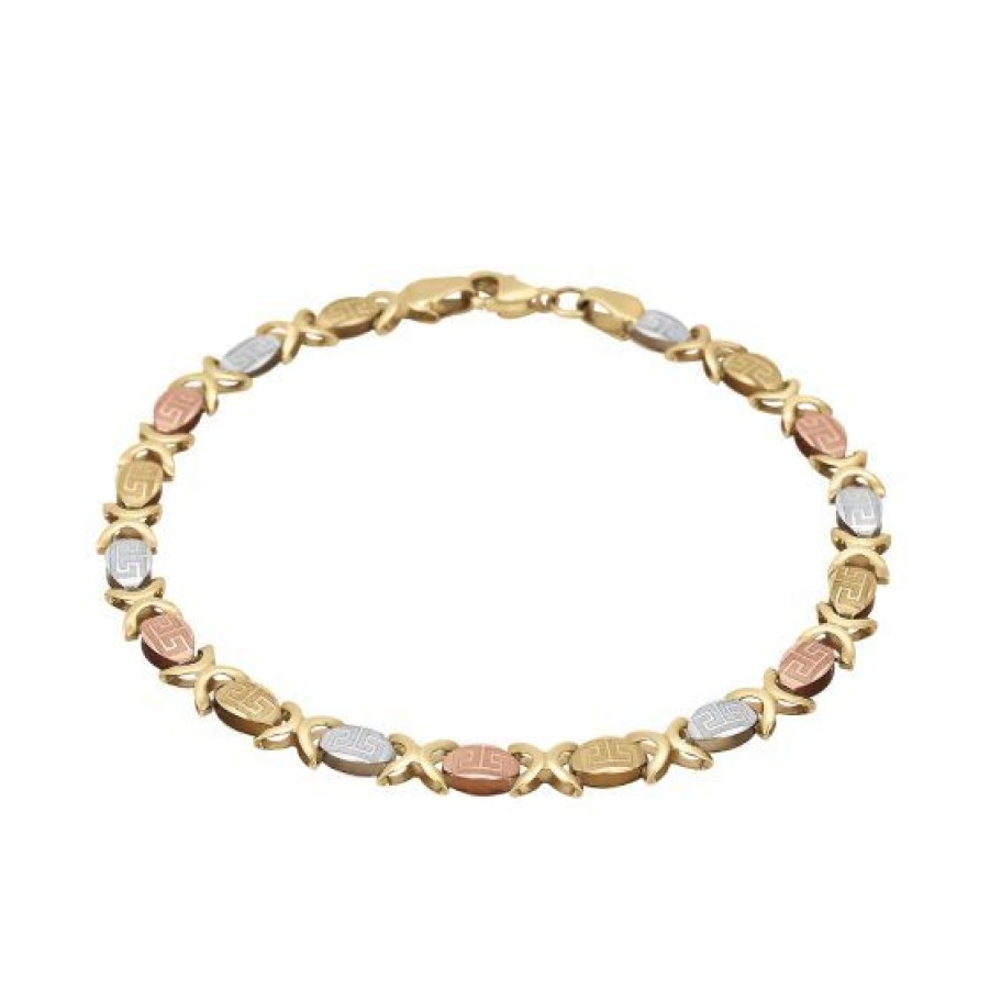 Joyeria Cristal Joyas | Pulsera Dama Oro Amarillo Blanco Y Rosa 14K