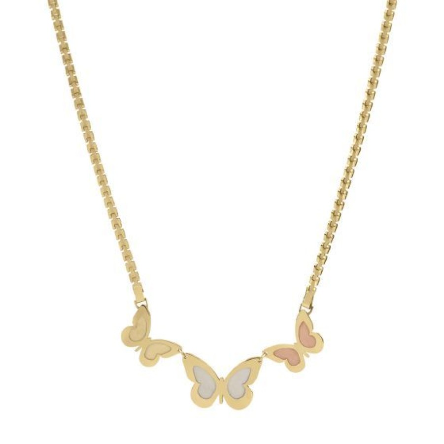 Joyeria Cristal Joyas | Gargantilla Flexible Mariposas Oro 14K