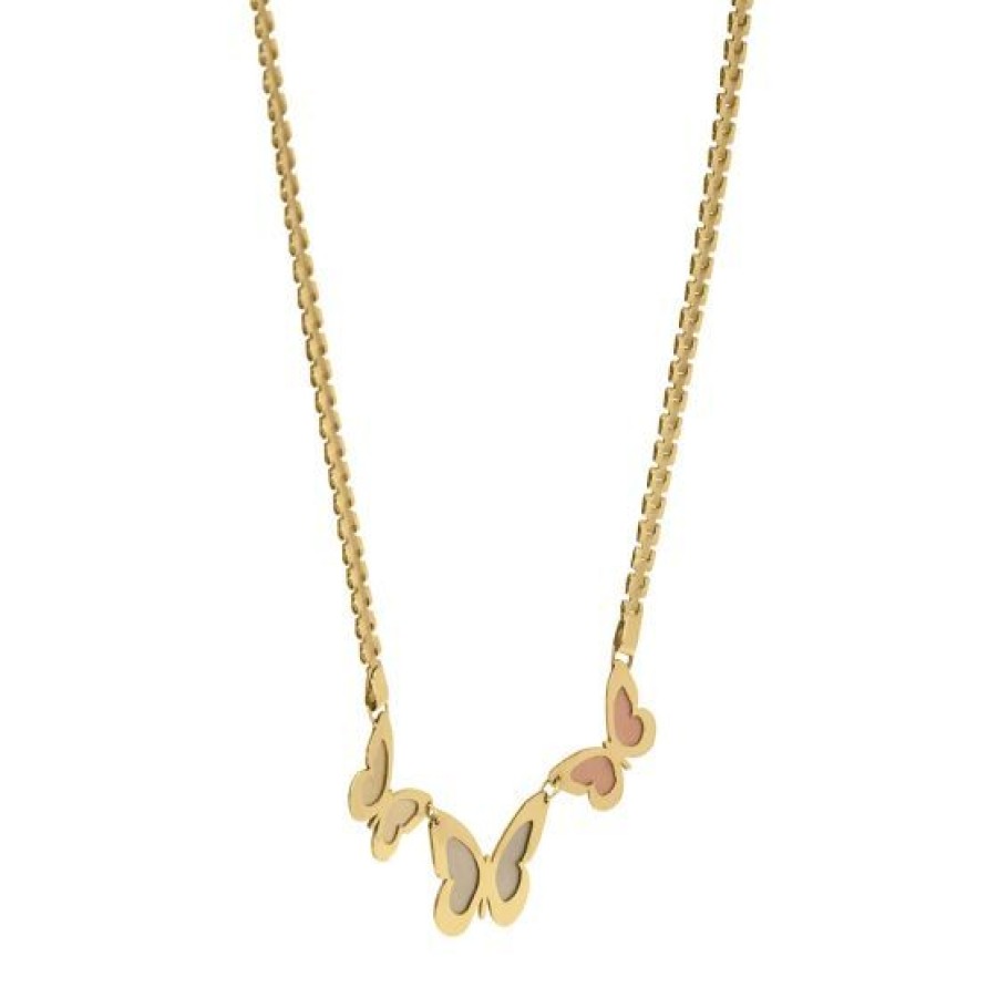 Joyeria Cristal Joyas | Gargantilla Flexible Mariposas Oro 14K