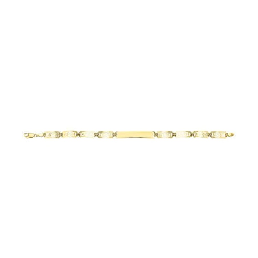 Joyeria Cristal Joyas | Esclava Eslabones Con Grecas Oro 14K