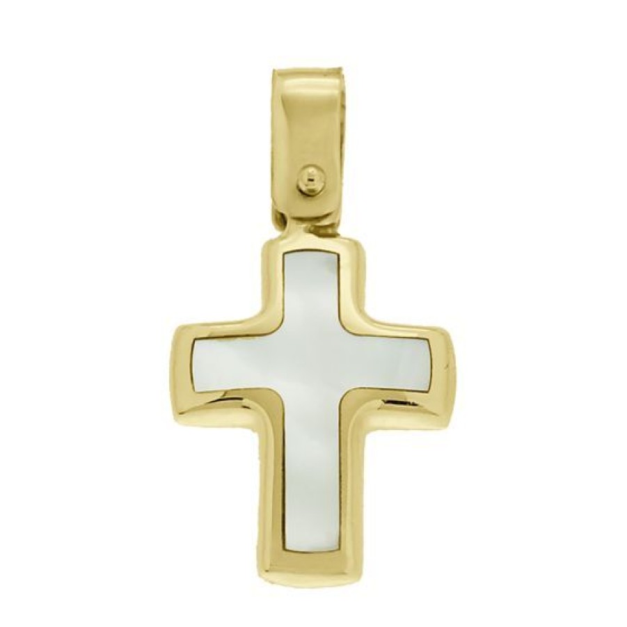 Joyeria Cristal Joyas | Cruz Oro 14K Madre Perla