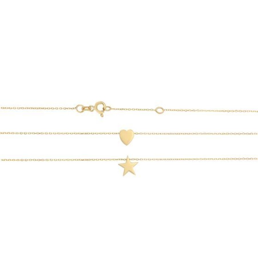 Joyeria Cristal Joyas | Gargantilla Estrella Y Corazon Oro 14K