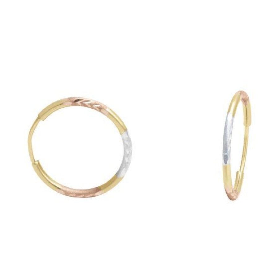 Joyeria Cristal Joyas | Arracadas Oro Amarillo Blanco Y Rosa 14K