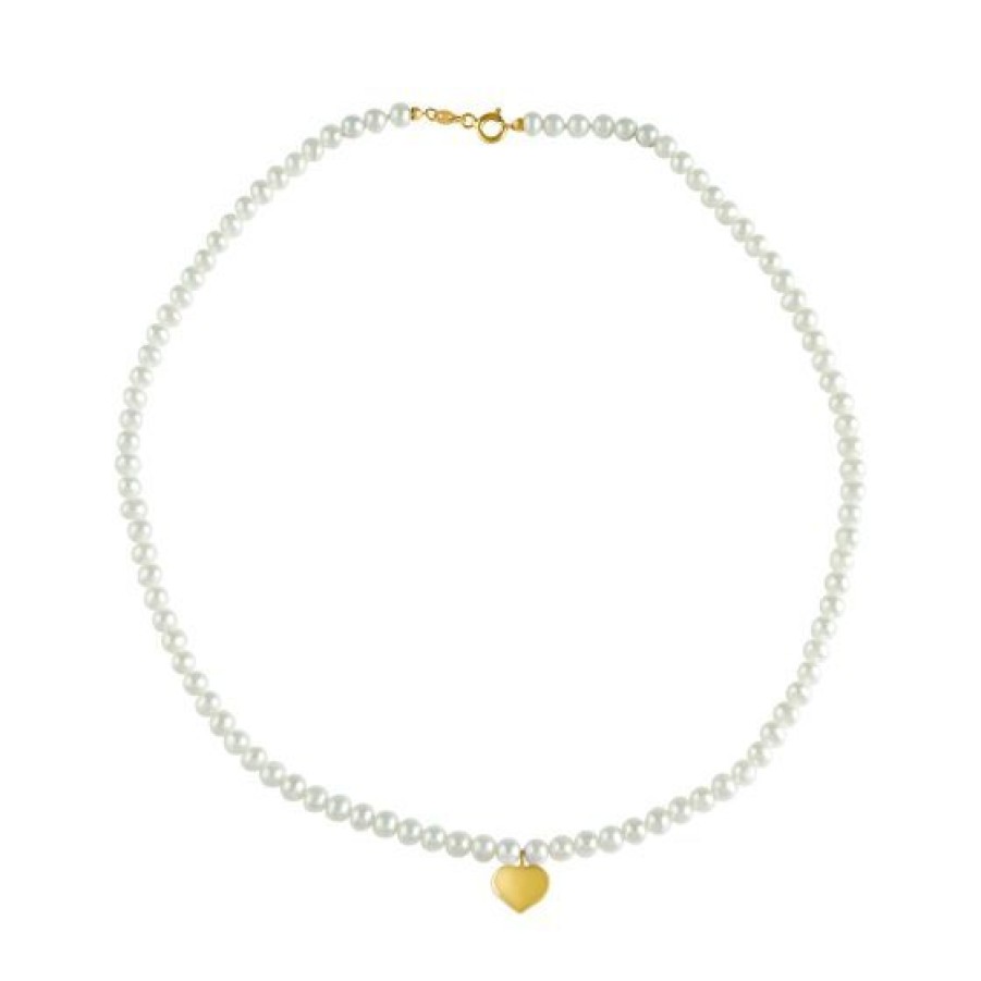 Joyeria Cristal Joyas | Gargantilla Corazon Con Perla Natural Oro 14K