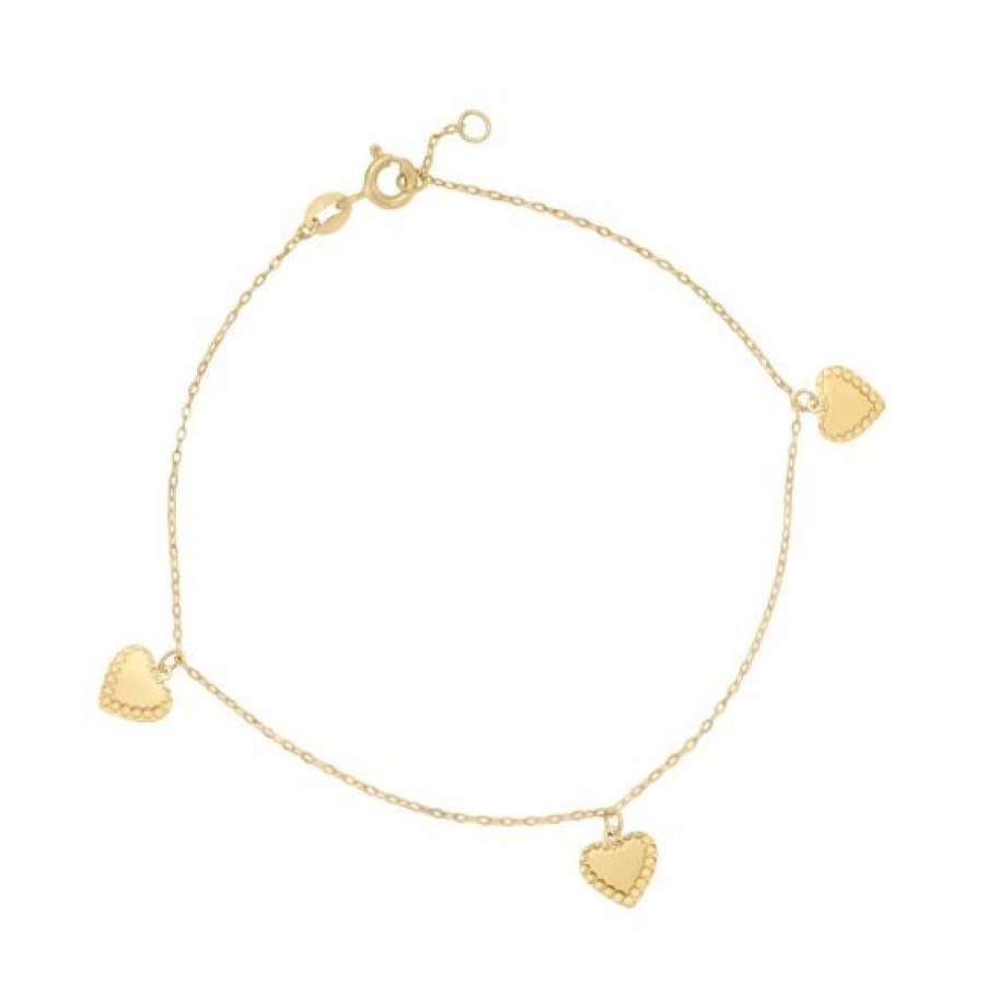 Joyeria Cristal Joyas | Pulsera Corazones Oro 14K