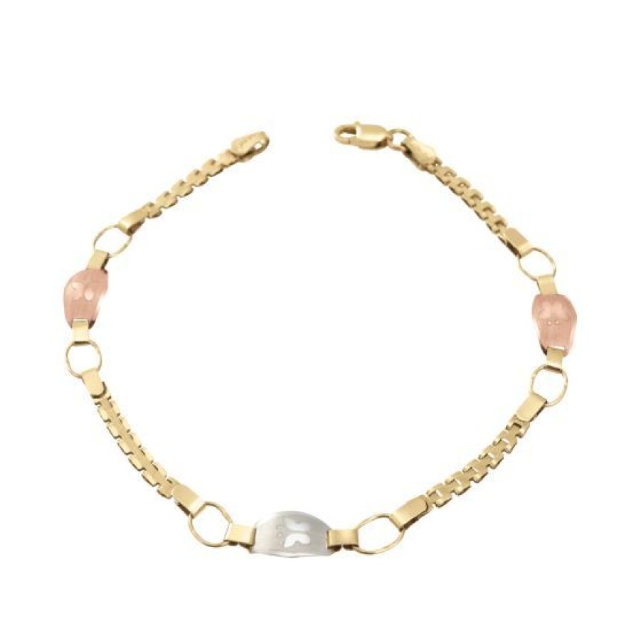 Joyeria Cristal Joyas | Pulsera Con Mariposas Oro Florentino 14K