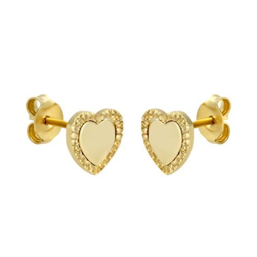 Joyeria Cristal Joyas | Aretes Corazon Oro 14K