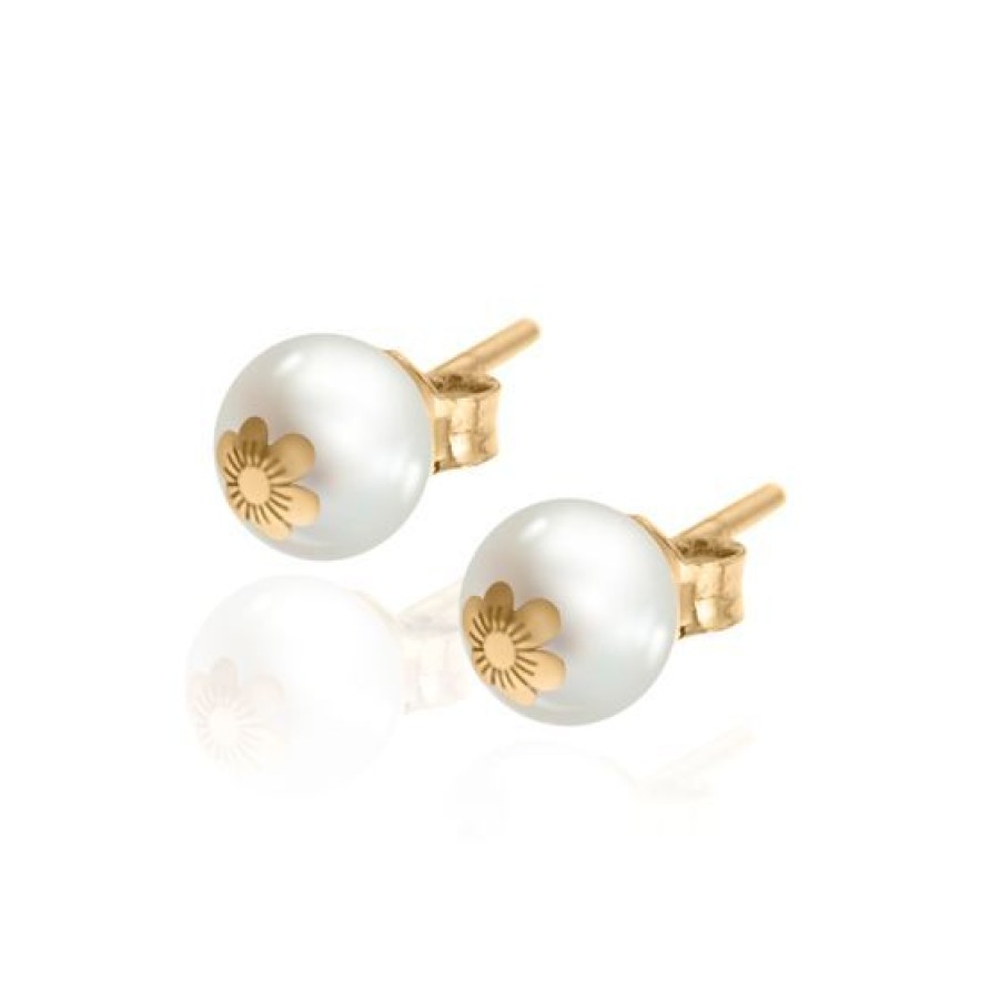 Joyeria Cristal Joyas | Aretes Fiory Oro 14K Con Perla