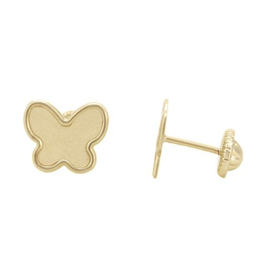 Joyeria Cristal Joyas | Broqueles Mariposa Oro 14K