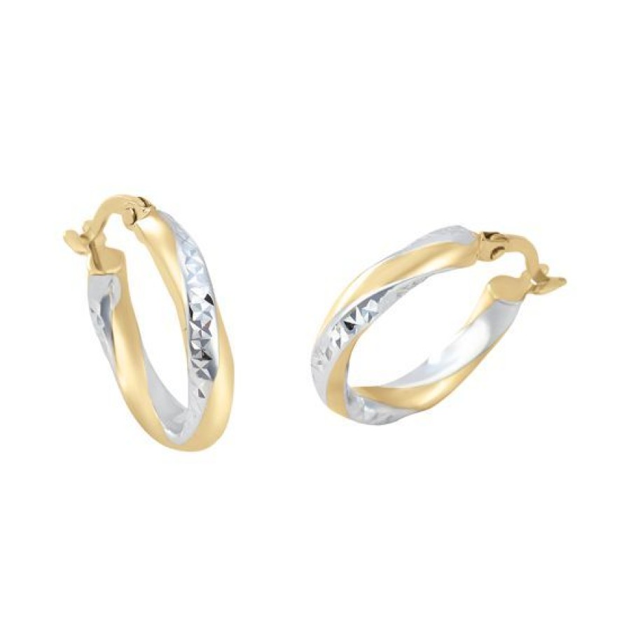 Joyeria Cristal Joyas | Arracadas Oro Amarillo Y Blanco 14K