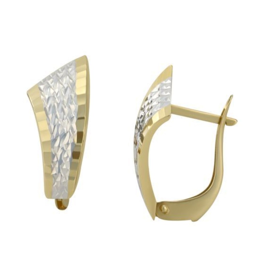 Joyeria Cristal Joyas | Aretes Oro Amarillo Y Blanco 14K Diamantado