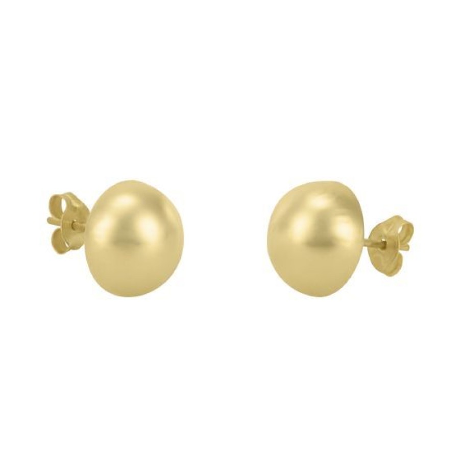 Joyeria Cristal Joyas | Aretes Broqueles Media Esfera Oro 14K 9 Mm