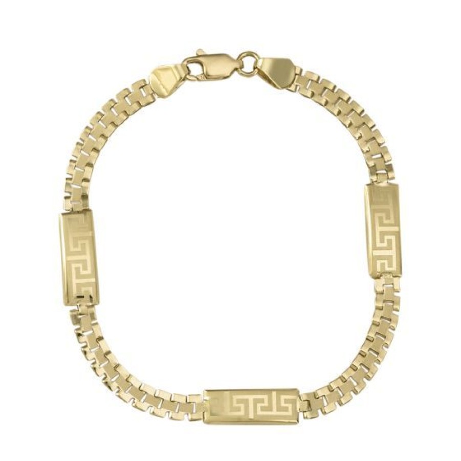 Joyeria Cristal Joyas | Pulsera Dama Placas Grecas Oro 14K