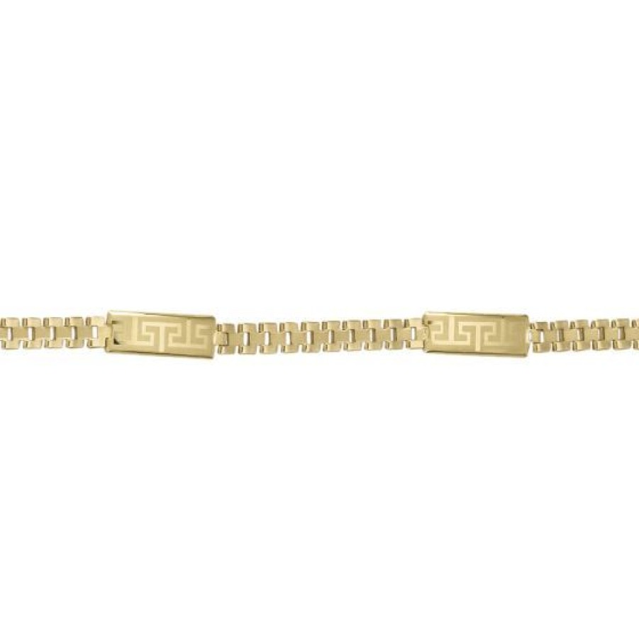 Joyeria Cristal Joyas | Pulsera Dama Placas Grecas Oro 14K