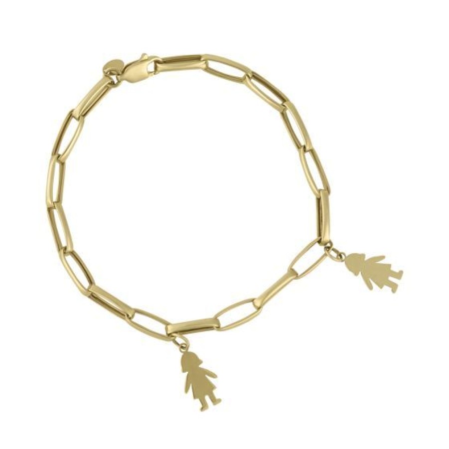 Joyeria Cristal Joyas | Pulsera Clip Dos Ninas Oro 14K