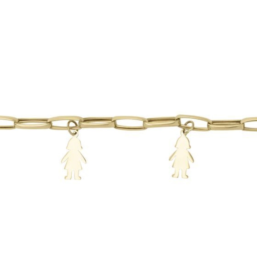 Joyeria Cristal Joyas | Pulsera Clip Dos Ninas Oro 14K