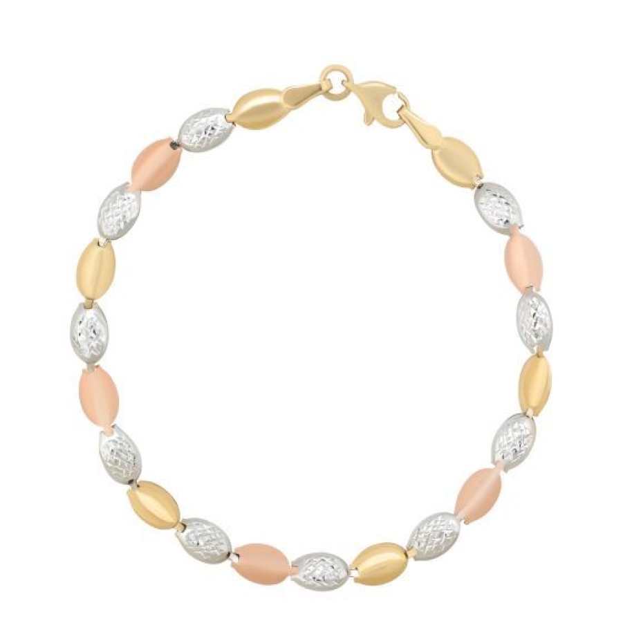 Joyeria Cristal Joyas | Pulsera Dama Oro Amarillo Blanco Y Rosa 14K