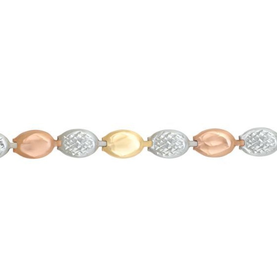 Joyeria Cristal Joyas | Pulsera Dama Oro Amarillo Blanco Y Rosa 14K