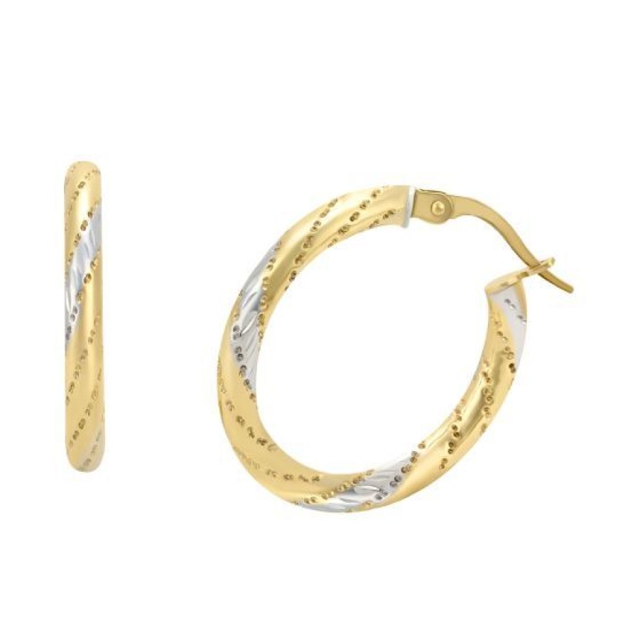 Joyeria Cristal Joyas | Arracadas Ovaladas Tubo Redondo Oro Blanco Y Amarillo 14K