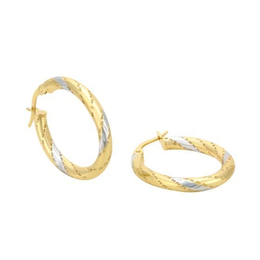 Joyeria Cristal Joyas | Arracadas Ovaladas Tubo Redondo Oro Blanco Y Amarillo 14K