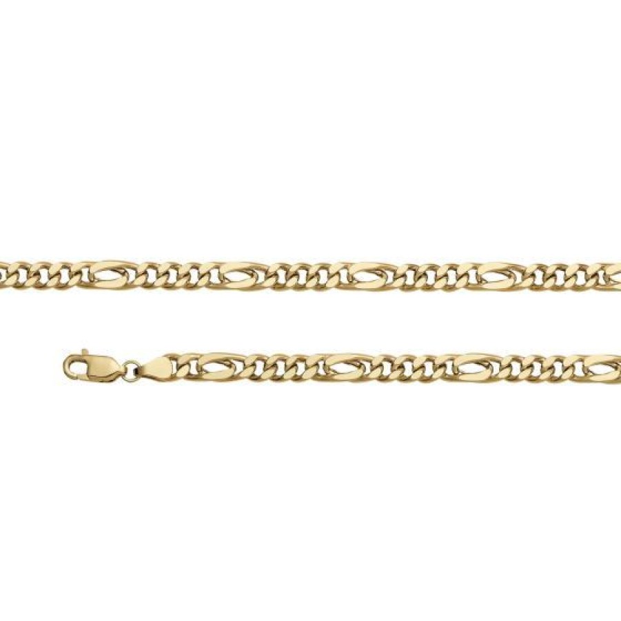 Joyeria Cristal Joyas | Cadena Caballero Doble Figaro Oro 14K 60 Cm