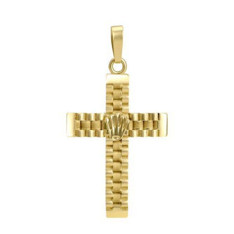 Joyeria Cristal Joyas | Cruz Tejido Real Oro 14K