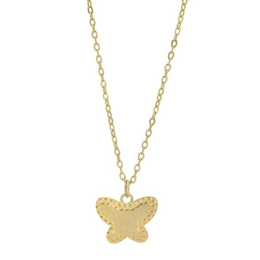 Joyeria Cristal Joyas | Dije Mariposa Con Cadena Oro 14K