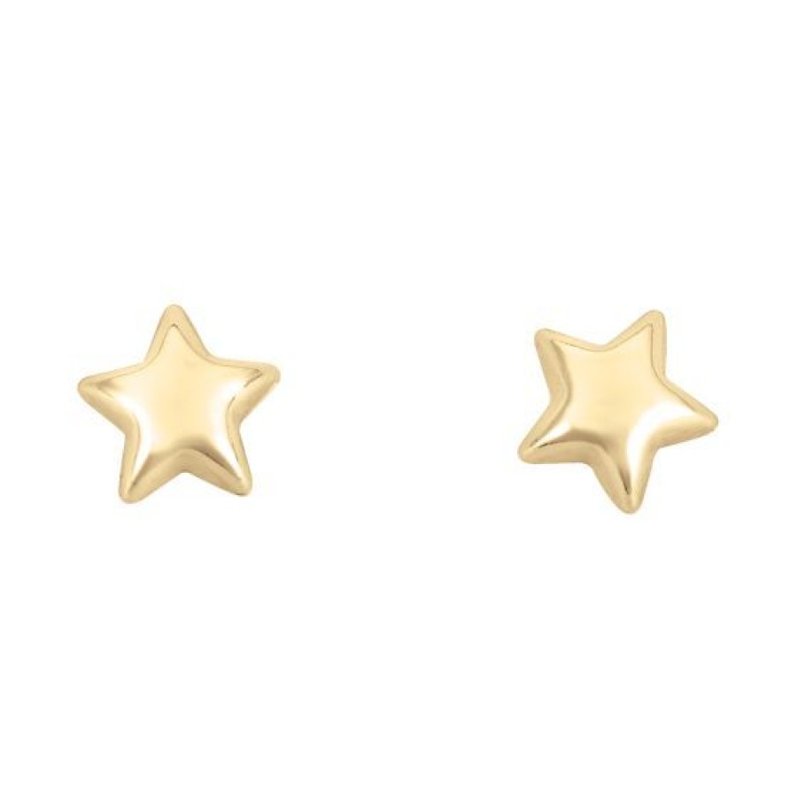 Joyeria Cristal Joyas | Aretes Broqueles Estrella Inflada Oro 14K