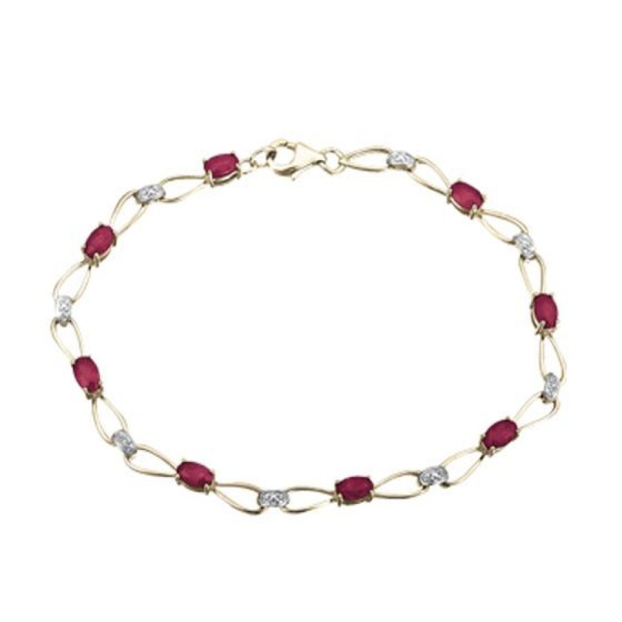 Joyeria Cristal Joyas | Pulsera Oro Amarillo 14K Con Diamante Y Rubi