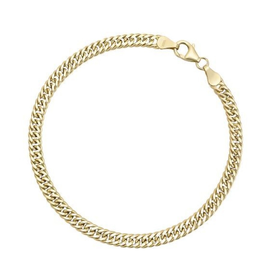 Joyeria Cristal Joyas | Pusera Para Hombre Oro 14K Doble Curb 18 Cm