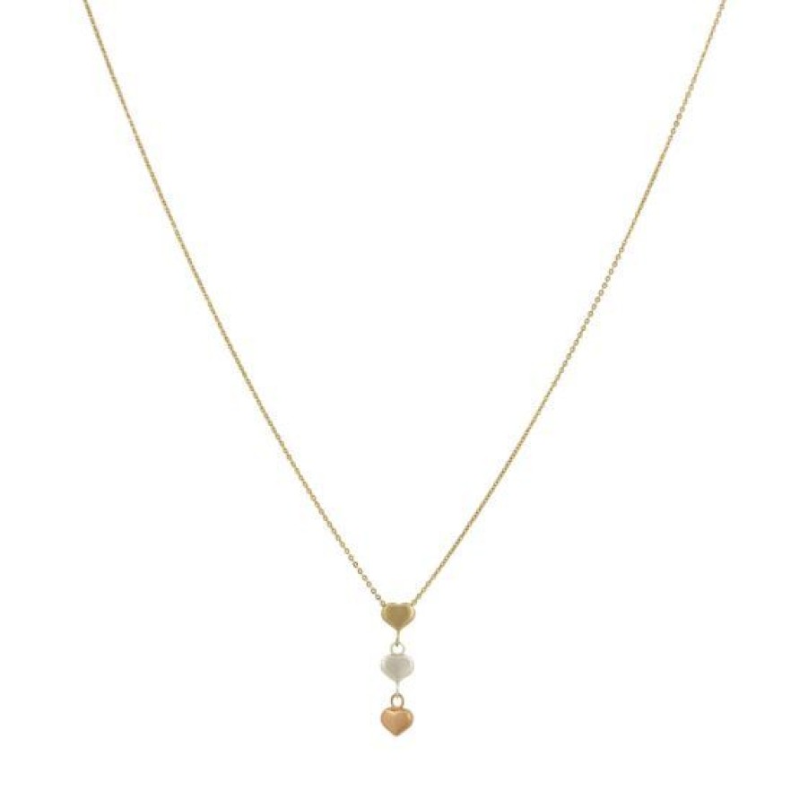 Joyeria Cristal Joyas | Gargantilla Corazon Oro Amarillo Blanco Y Rosa 14K