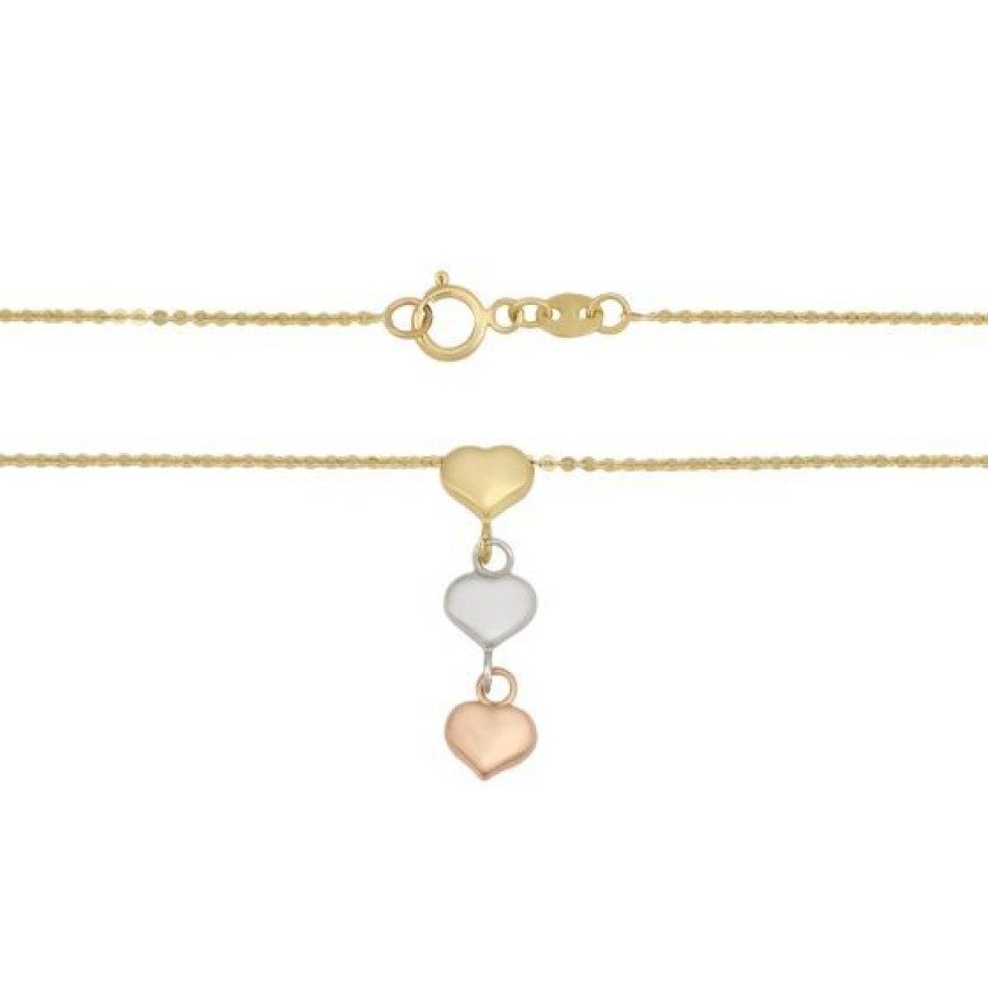 Joyeria Cristal Joyas | Gargantilla Corazon Oro Amarillo Blanco Y Rosa 14K