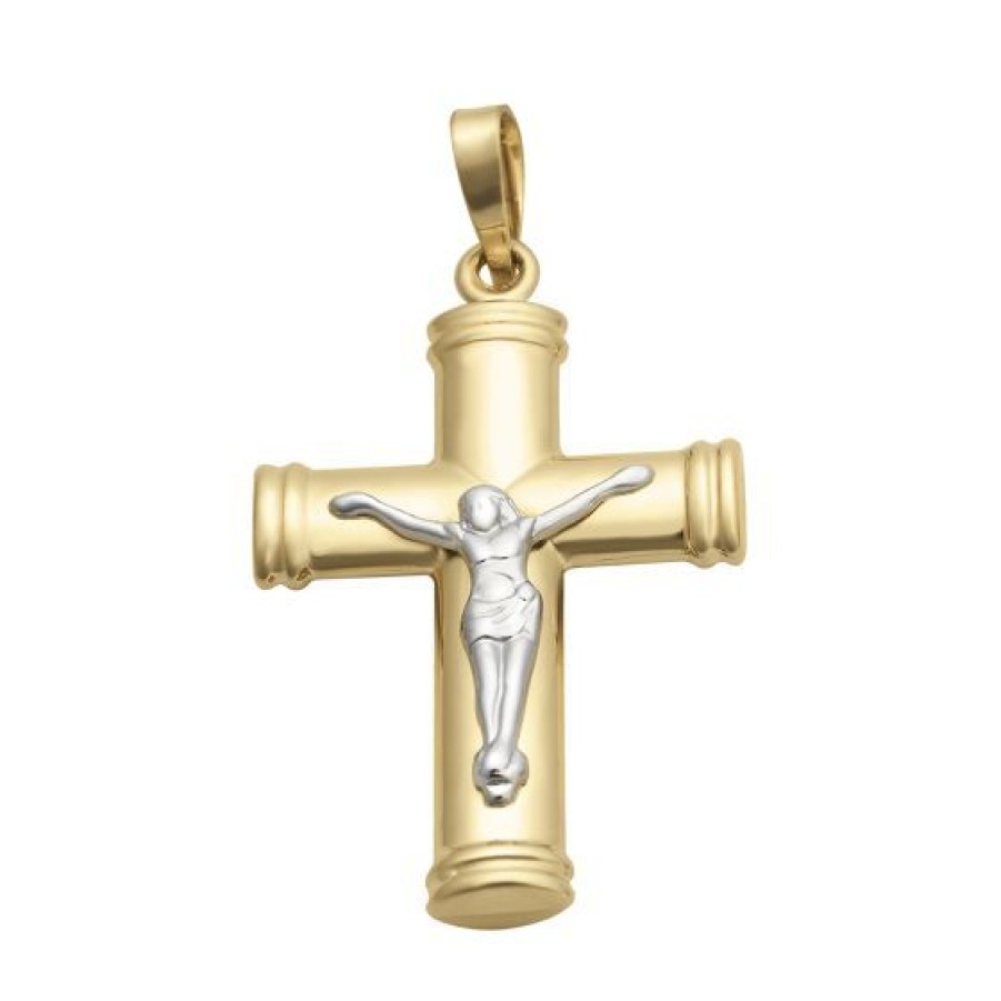 Joyeria Cristal Joyas | Cruz Cristo Oro Amarillo Y Blanco 14K