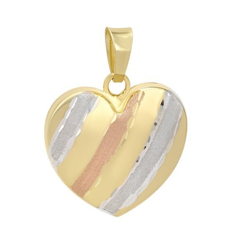 Joyeria Cristal Joyas | Dije Corazon Oro Amarillo, Blanco Y Rosa 14K