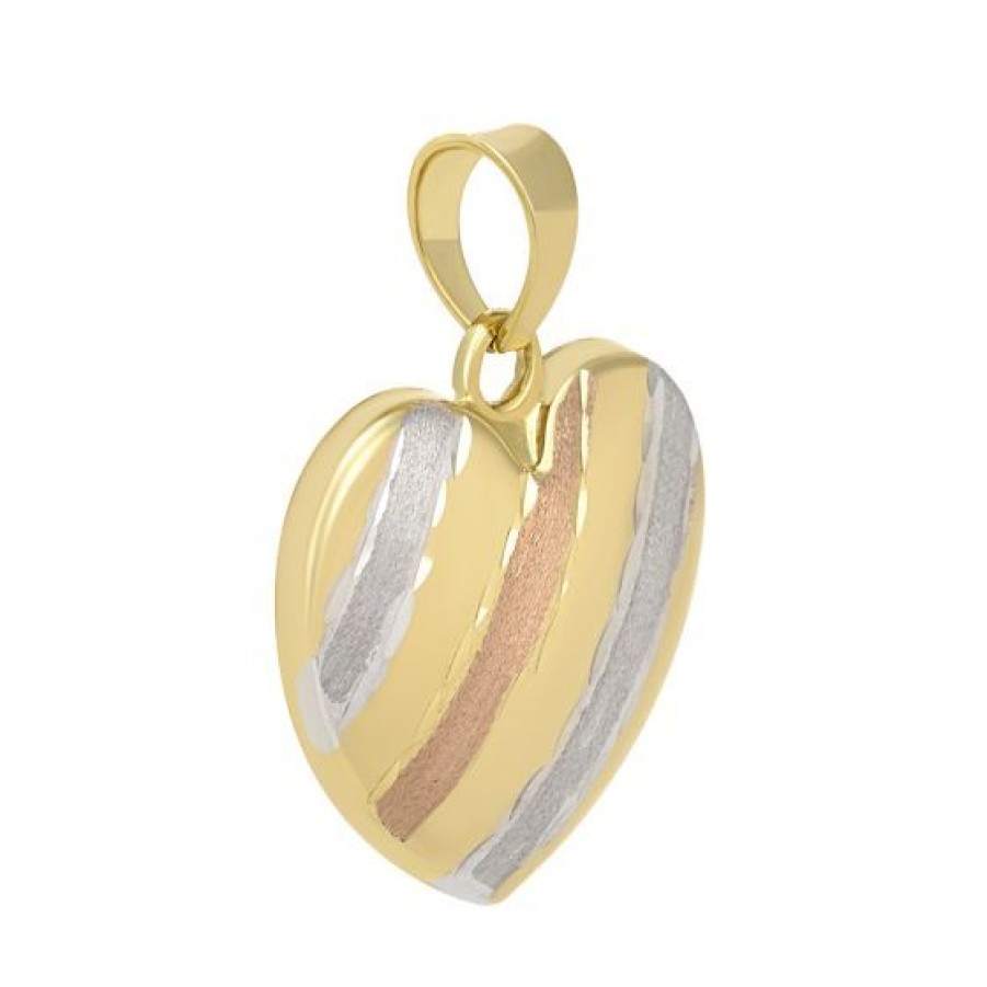 Joyeria Cristal Joyas | Dije Corazon Oro Amarillo, Blanco Y Rosa 14K