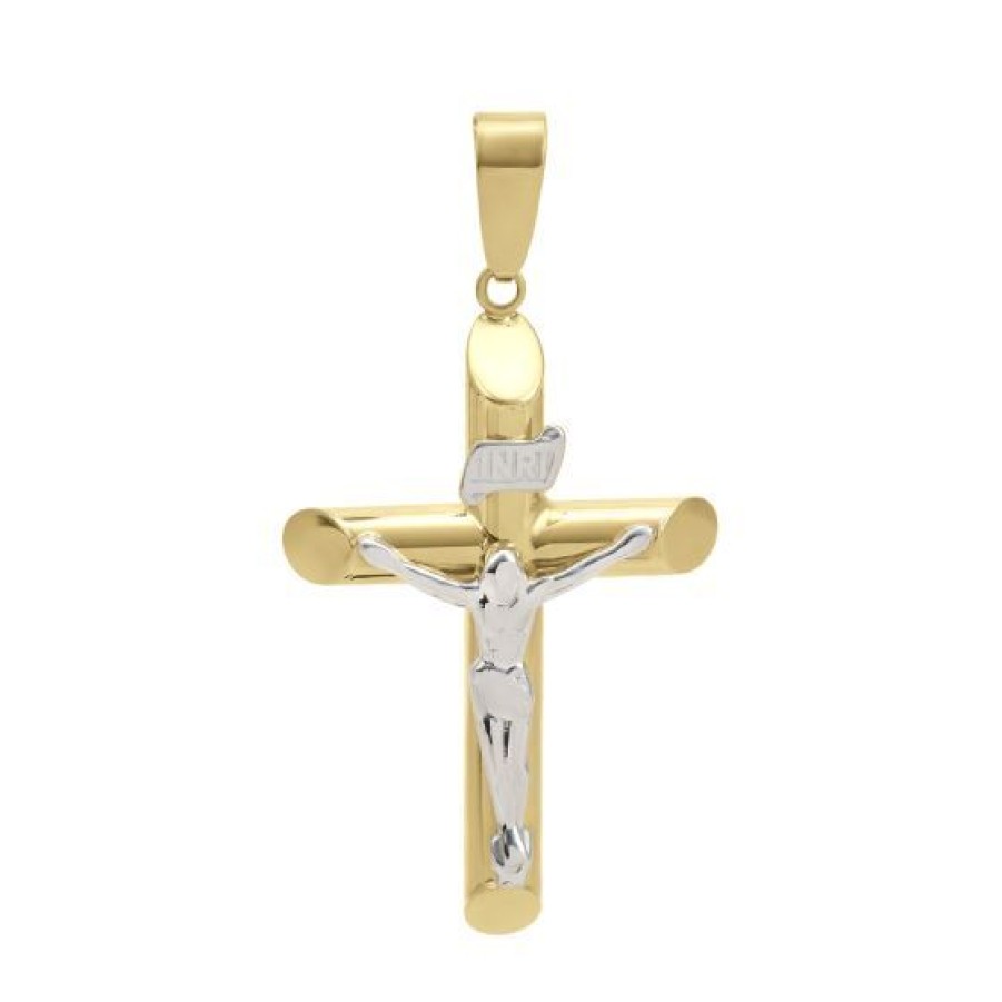 Joyeria Cristal Joyas | Cruz Oro Amarillo Y Blanco 14K