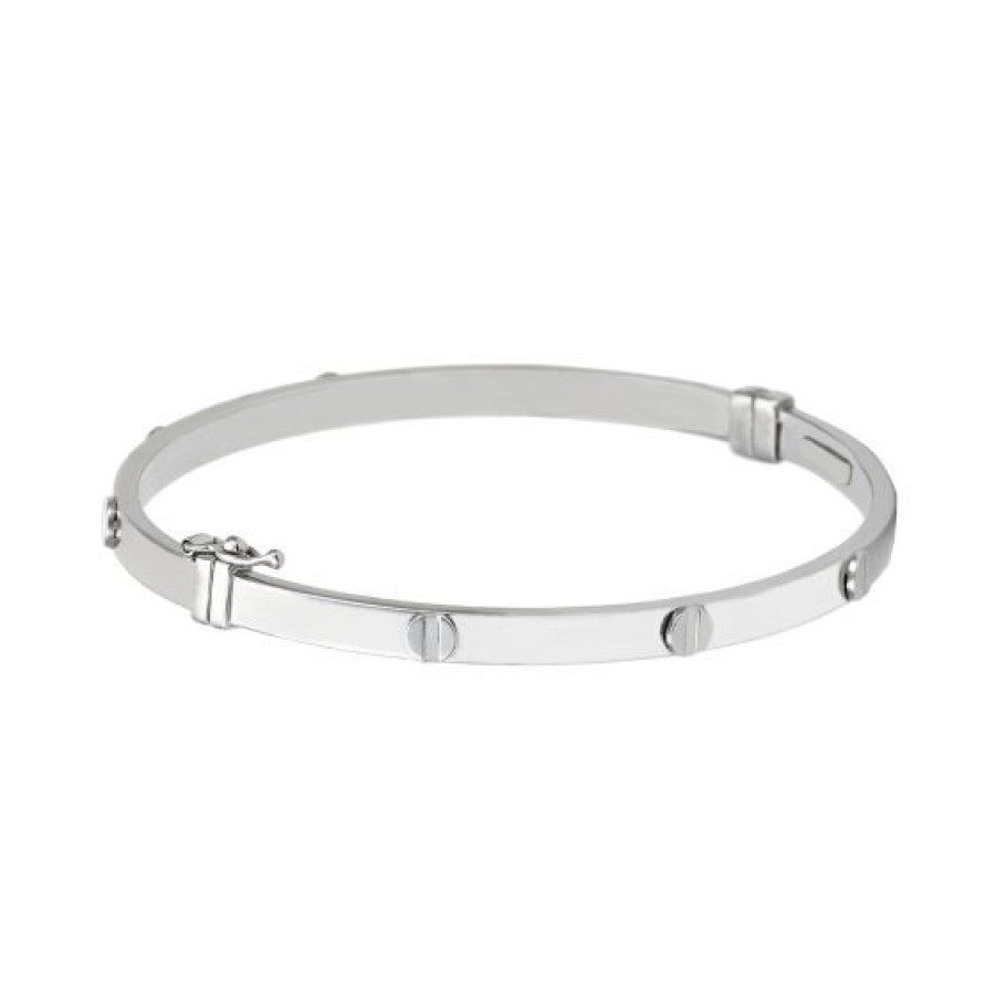 Joyeria Cristal Joyas | Brazalete Dama Tornillos Oro Blanco 14K