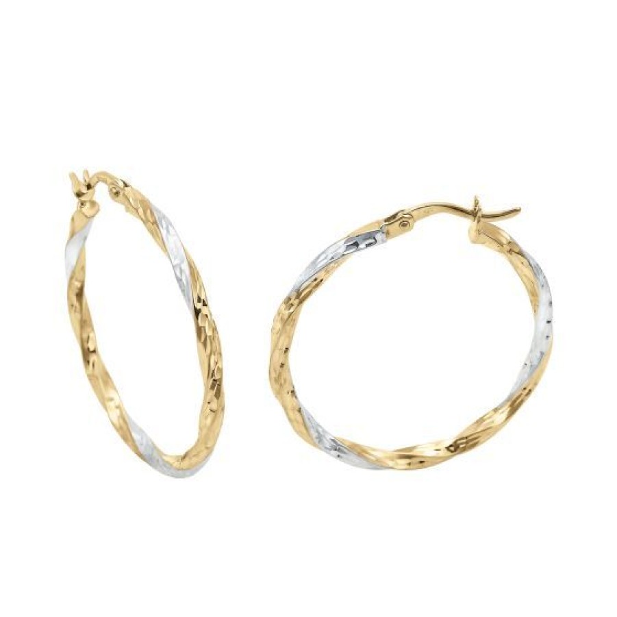 Joyeria Cristal Joyas | Arracadas Oro Amarillo Y Blanco 14K 2.5 Cms