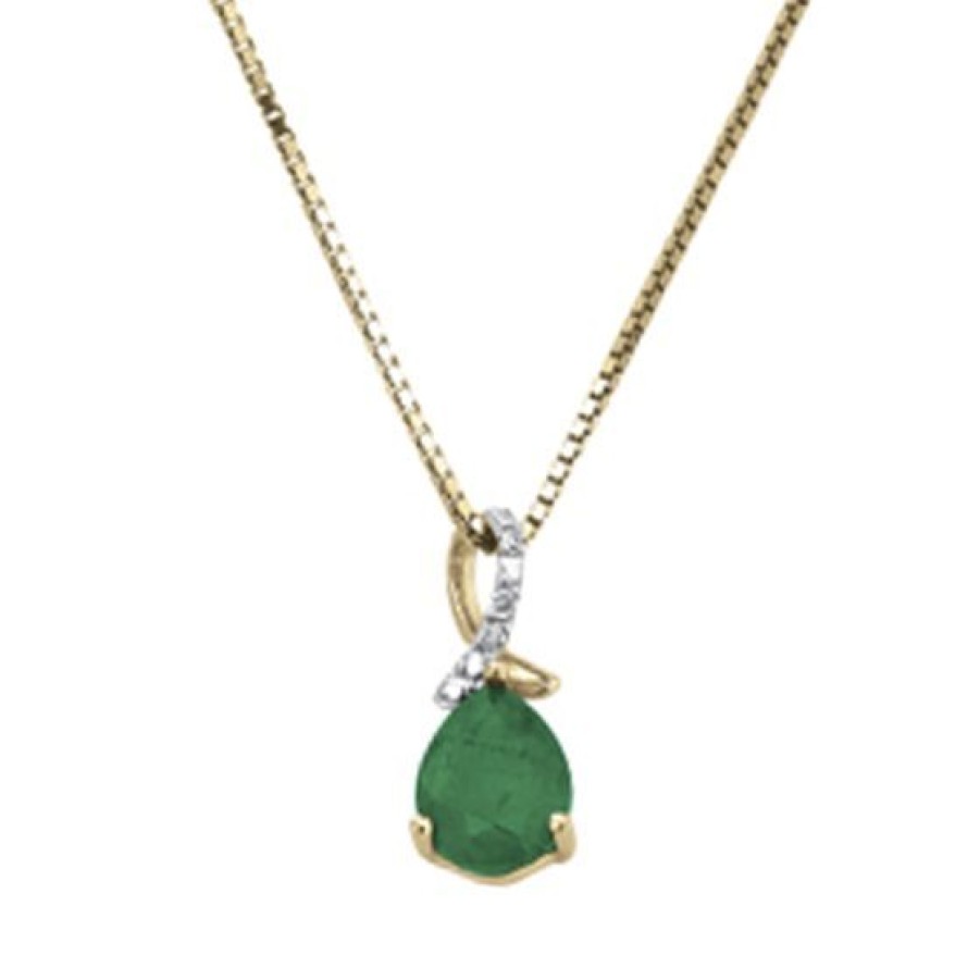 Joyeria Cristal Joyas | Cadena Con Dije Elegance Con Diamante Y Esmeralda Oro 14K