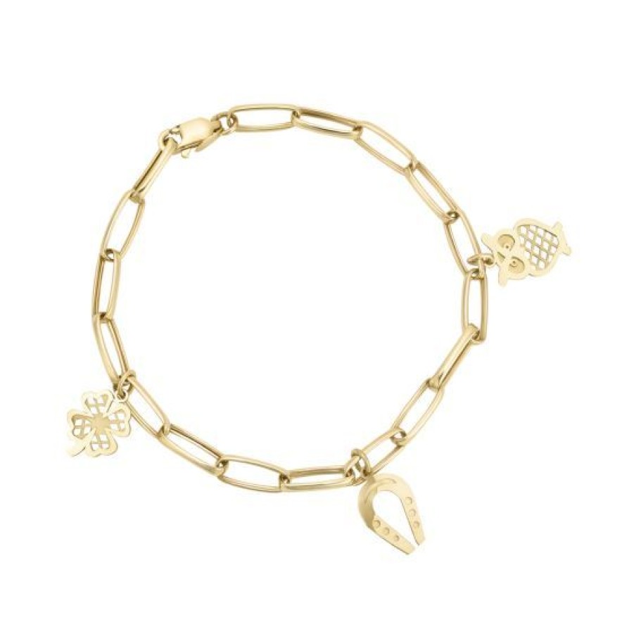 Joyeria Cristal Joyas | Pulsera Clip Suerte Oro 14K