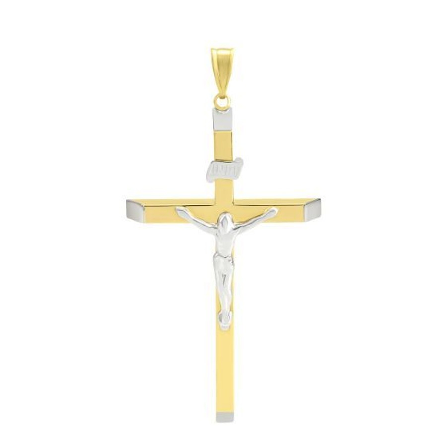 Joyeria Cristal Joyas | Cruz Oro Amarillo Y Blanco 14K