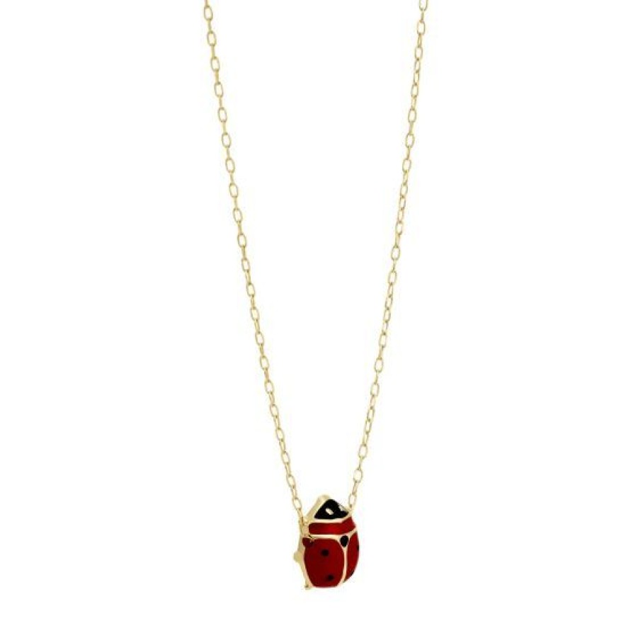 Joyeria Cristal Joyas | Cadena Con Dije Catarina Oro 14K Esmalte Rojo