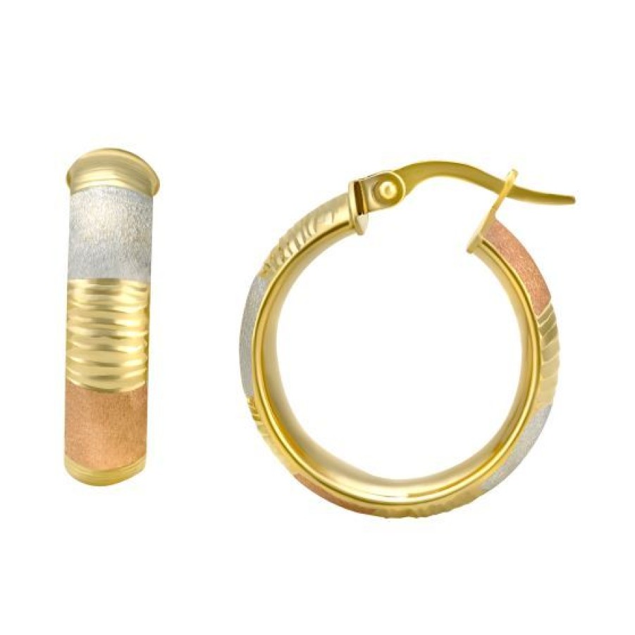 Joyeria Cristal Joyas | Arracadas Oro Blanco, Amarillo Y Rosa Oro 14K