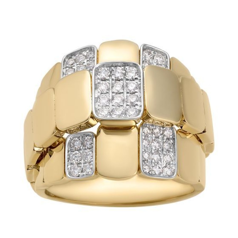 Joyeria Cristal Joyas | Anillo Oro Blanco Y Amarillo 14K Con 53 Puntos De Diamante