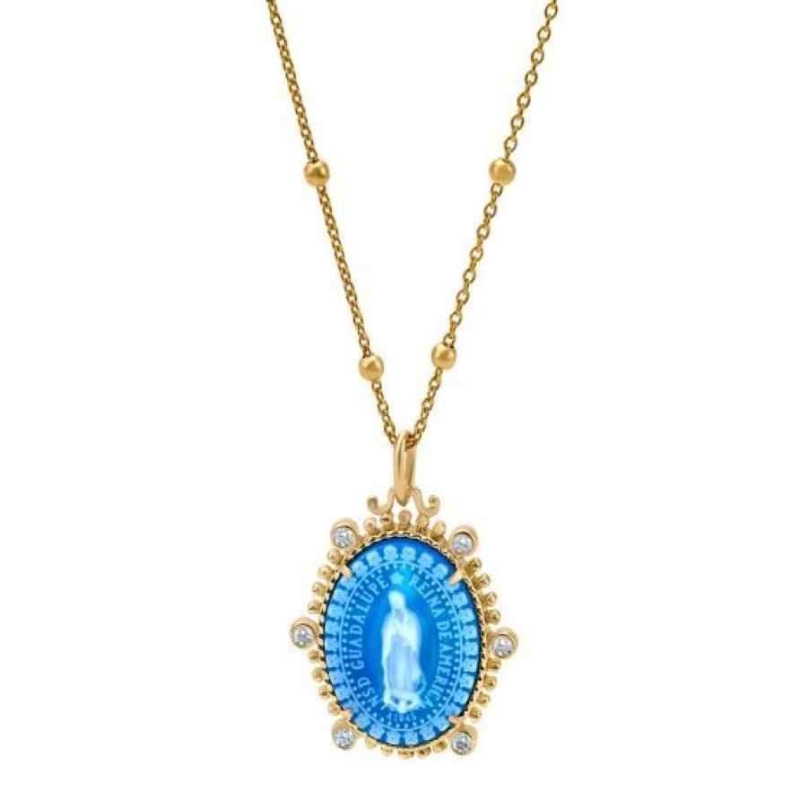 Joyeria Cristal Joyas | Medalla Imperial Virgen De Guadalupe Con Cadena Plata .925 Chapa De Oro 18K