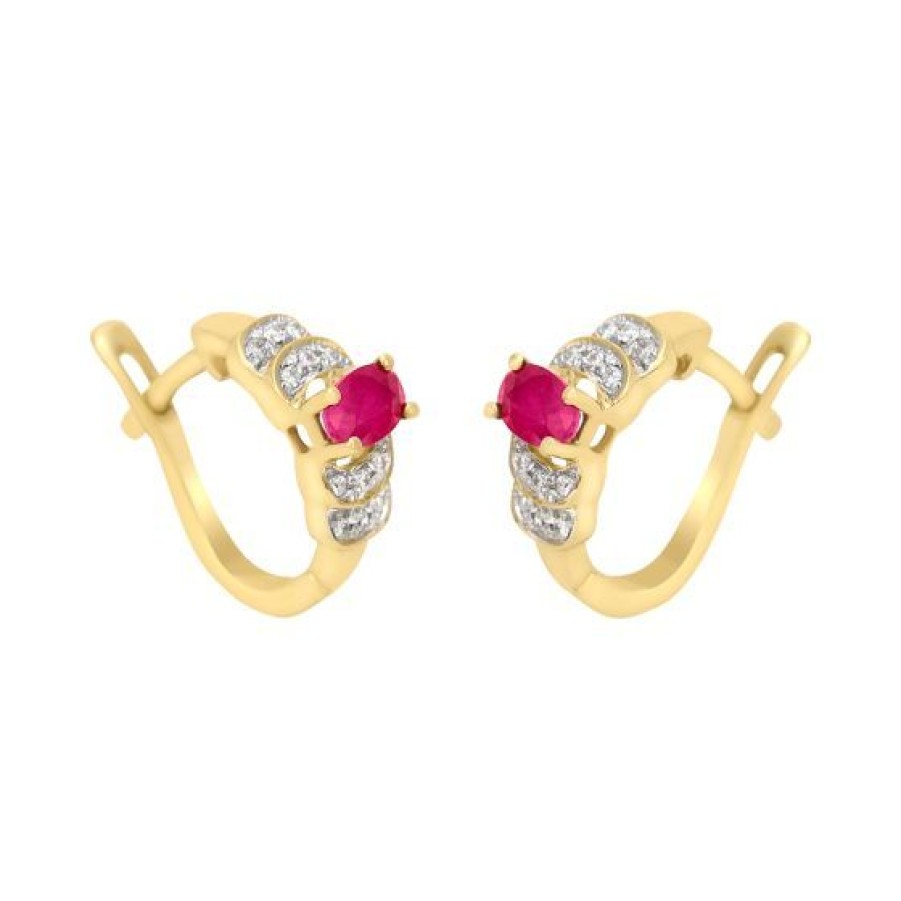 Joyeria Cristal Joyas | Aretes Estella Oro 14K Con Diamante Y Rubi