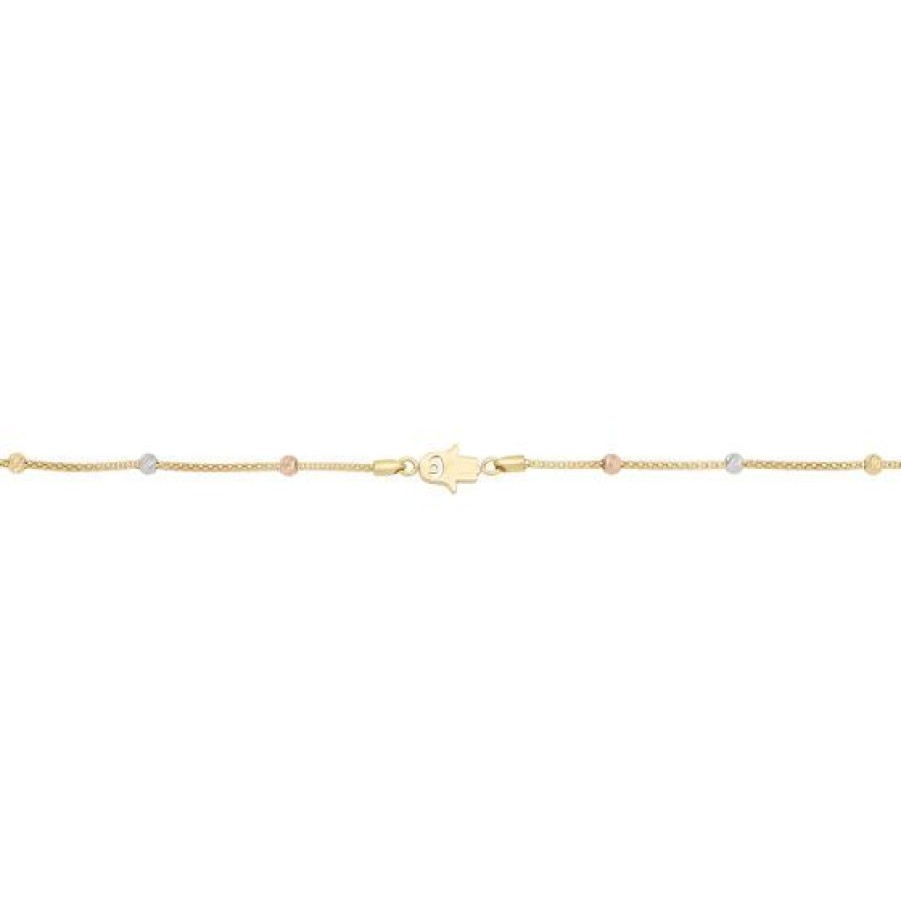 Joyeria Cristal Joyas | Pulsera Mano De Fatima Oro Blanco Y Amarillo 14K