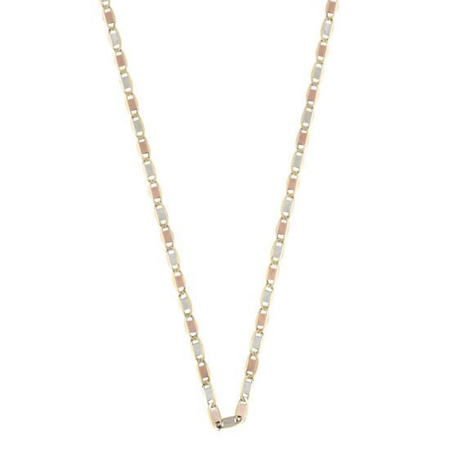 Joyeria Cristal Joyas | Cadena Valentino Oro Amarillo Blanco Y Rosa 14K 45 Cm