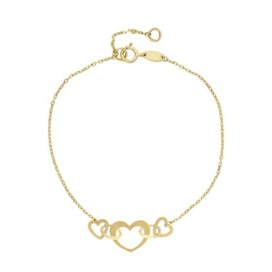 Joyeria Cristal Joyas | Pulsera Triple Corazon Oro 14K