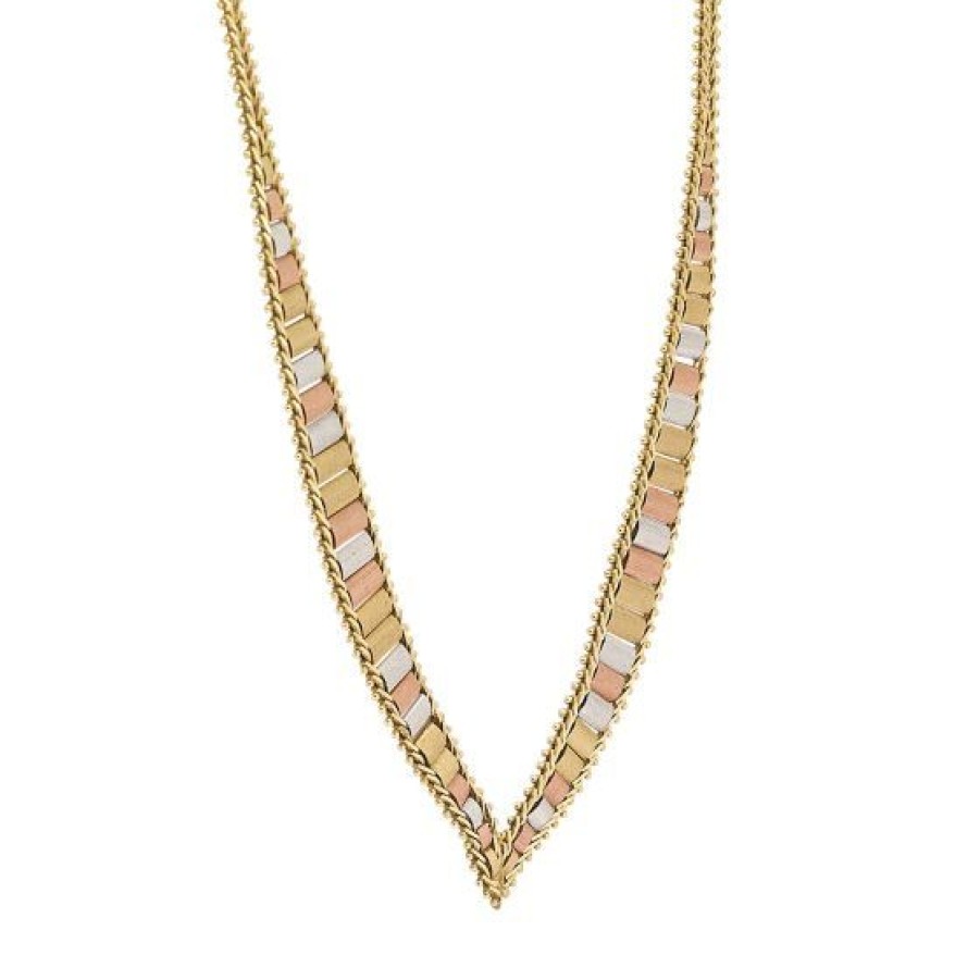 Joyeria Cristal Joyas | Gargantilla Oro Rosa Blanco Y Amarillo 14K